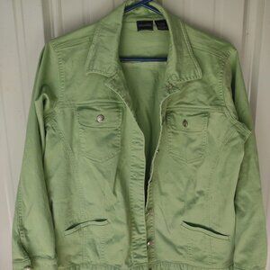 Large Women's Green Denim Jacket By Southern Expressions